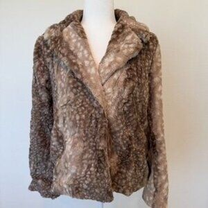 Show Me Your Mumu Oversized Animal Print Faux Fur Collard Jacket Size Small